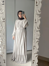 Yezwe Beige Textured Rib Maxi Dress with Belt - Pre booking Modest Wear - YEZWE